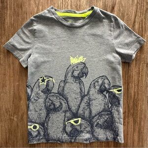Mini Boden Gray Parrot Graphic Kids T-Shirt